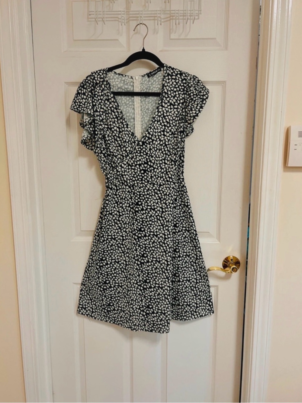 Gray and White Floral Fit-and-Flare Dress